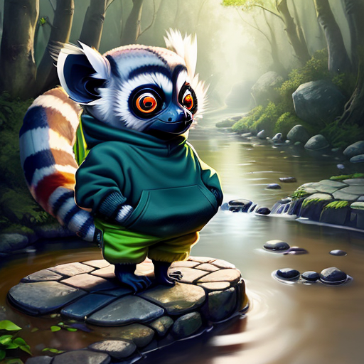 00054-1871305222general_rev_1.2.2(cut3cl0th3s_1) a lemur wearing lime sweatpants and wooly jumper on stepping stones over a stream.png